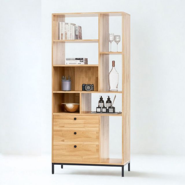 Kệ sách RINEL 80x35x170cm gỗ cao su KS68324