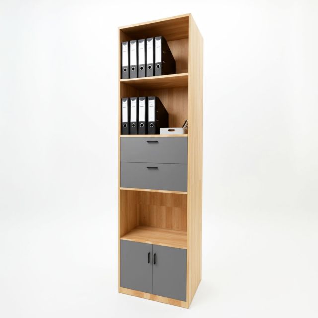 Tủ hồ sơ có hôc tủ và ngăn kéo gỗ tự nhiên THS68059