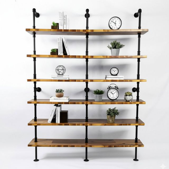 Kệ ống nước sắt 6 tầng gỗ tràm 160x25x220cm - PPF002
