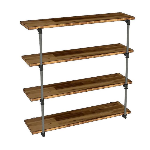 Kệ ống nước treo tường 4 tầng 120x35cm gỗ tràm PPF017