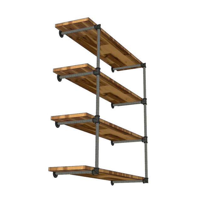 Kệ ống nước treo tường 4 tầng 120x35cm gỗ tràm PPF017