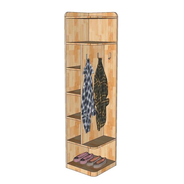 Kệ treo đồ góc tường 40x40x170cm gỗ cao su TQA68059