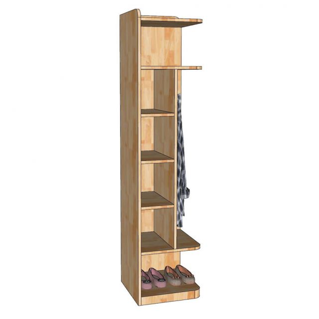 Kệ treo đồ góc tường 40x40x170cm gỗ cao su TQA68059
