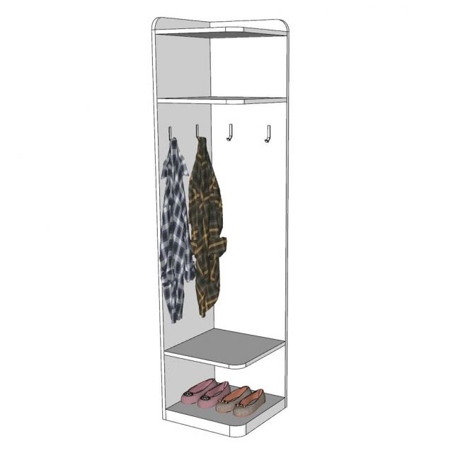Kệ quần áo góc 40x40x170cm gỗ cao su TQA68057