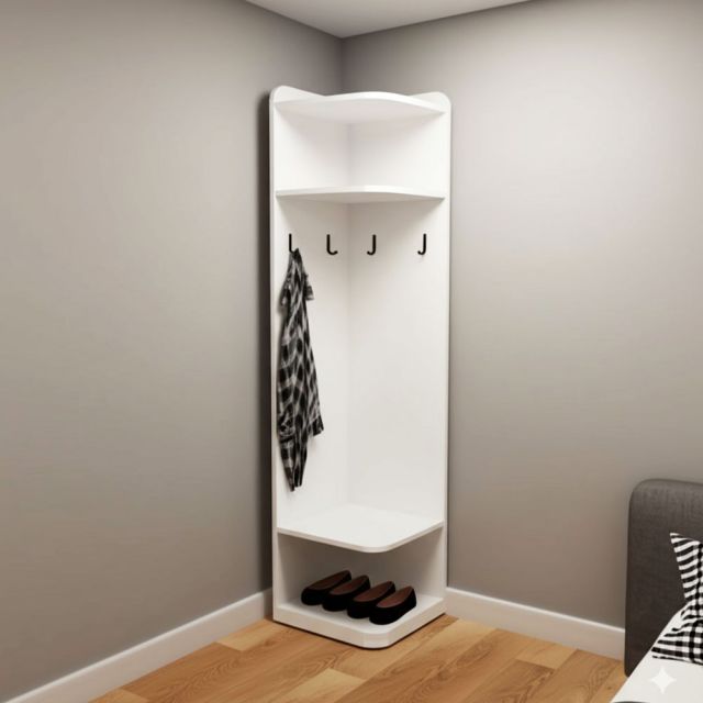 Kệ quần áo góc 40x40x170cm gỗ cao su TQA68057