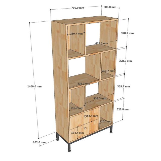 Kệ sách VEDA 70x30x150cm gỗ cao su KS68323