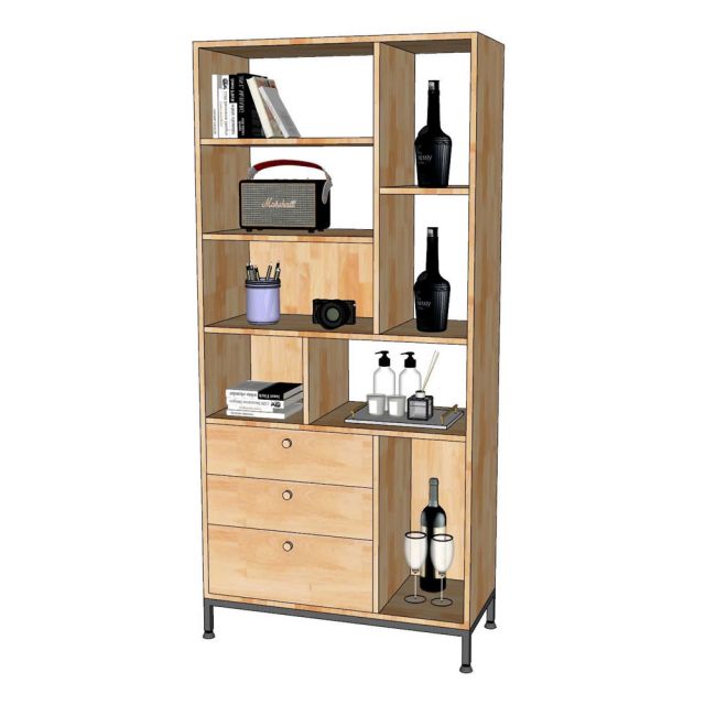 Kệ sách RINEL 80x35x170cm gỗ cao su KS68324