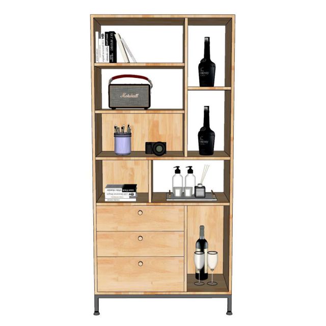 Kệ sách RINEL 80x35x170cm gỗ cao su KS68324
