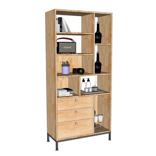 Kệ sách RINEL 80x35x170cm gỗ cao su KS68324