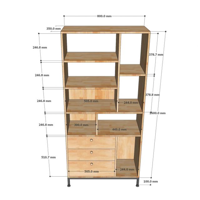 Kệ sách RINEL 80x35x170cm gỗ cao su KS68324
