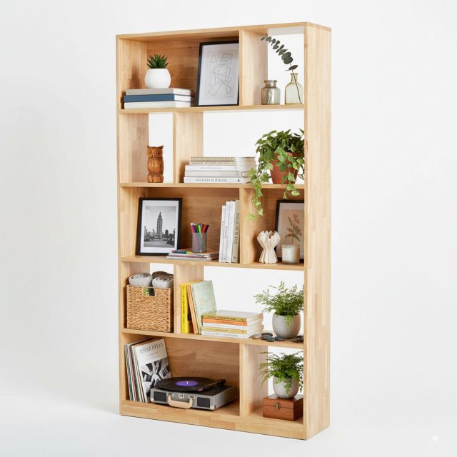 Kệ sách REVON 90x28x185cm gỗ cao su KS68322