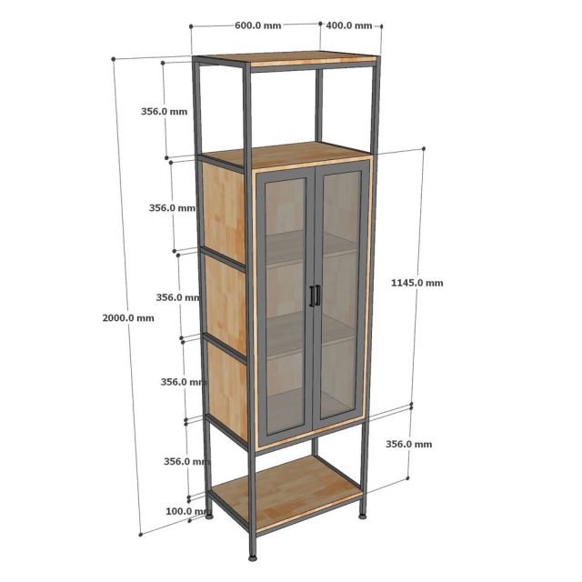 Kệ trang trí tủ kính LEKO 60x40x200cm gỗ cao su KTB68214