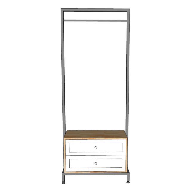 Giá treo quần áo có ngăn tủ 75x40x190cm gỗ cao su TQA68061