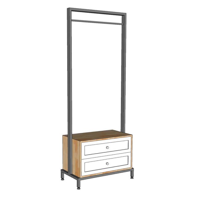 Giá treo quần áo có ngăn tủ 75x40x190cm gỗ cao su TQA68061