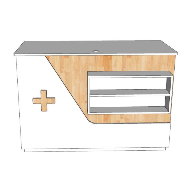 Quầy thu ngân 144x64x95cm gỗ cao su BLT68026