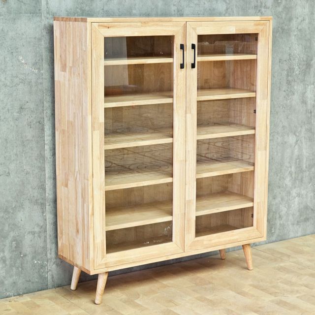 Tủ trưng bày cửa kính NOLAN 100x30x120cm gỗ cao su KTB68217