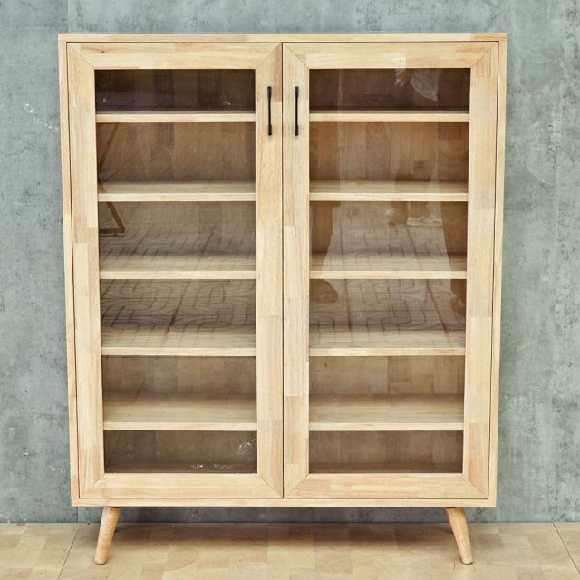 Tủ trưng bày cửa kính NOLAN 100x30x120cm gỗ cao su KTB68217
