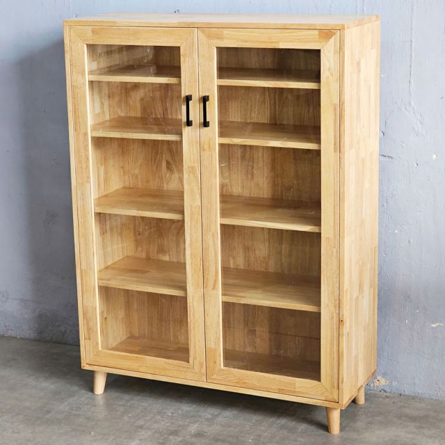 Tủ kính 2 cánh 100x35x160cm gỗ cao su KTB68207