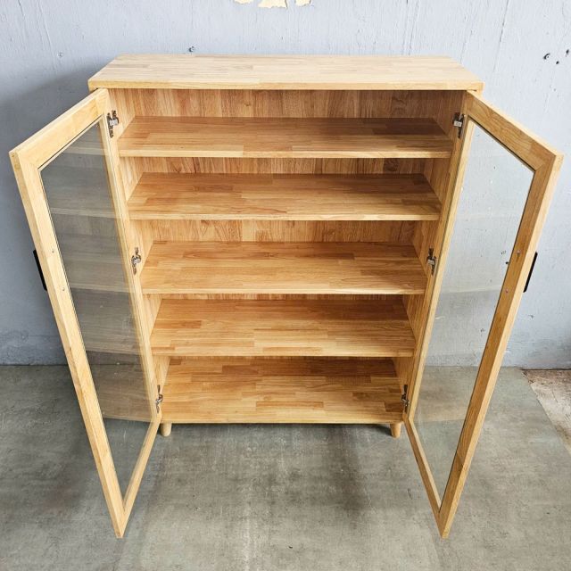Tủ kính 2 cánh 100x35x160cm gỗ cao su KTB68207