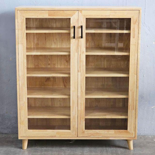 Tủ trưng bày cửa kính NOLAN 100x30x120cm gỗ cao su KTB68217