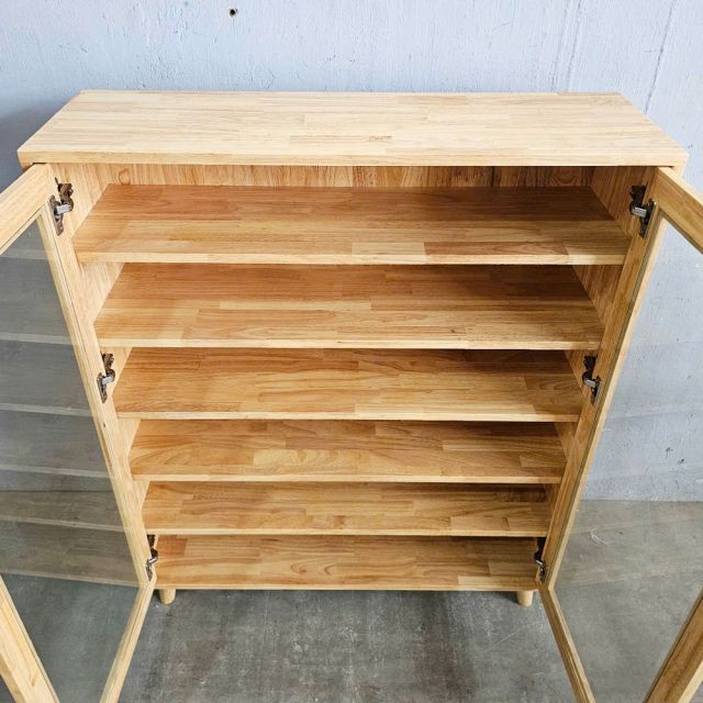 Tủ trưng bày cửa kính NOLAN 100x30x120cm gỗ cao su KTB68217
