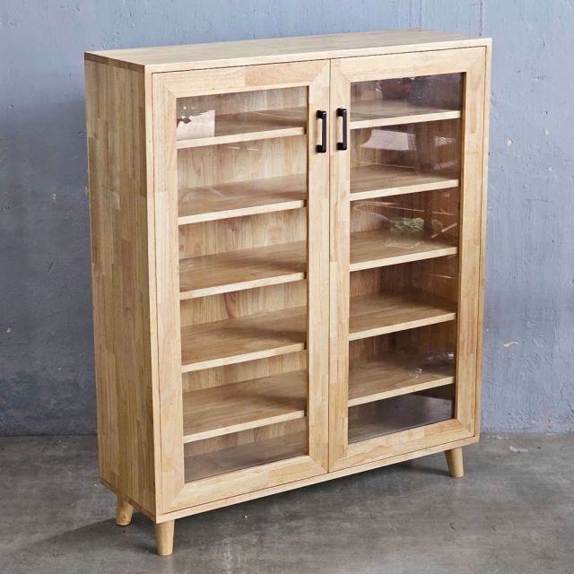 Tủ trưng bày cửa kính NOLAN 100x30x120cm gỗ cao su KTB68217