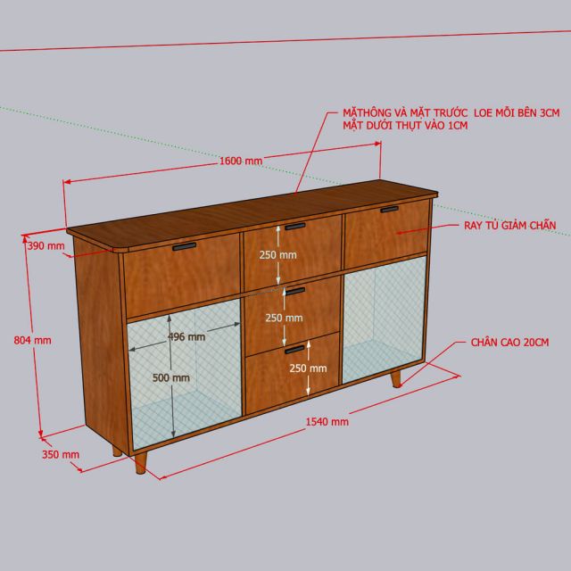 Tủ trang trí ORIN 160x35x104cm gỗ cao su KTB68212
