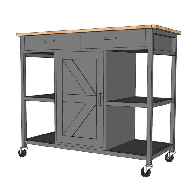 Kệ bếp di động FENIX 105x50x95cm gỗ cao su KB68067