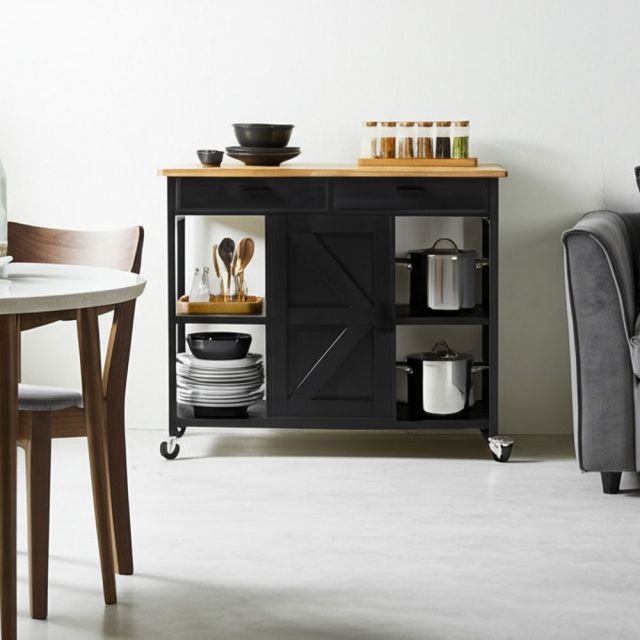 Kệ bếp di động FENIX 105x50x95cm gỗ cao su KB68067
