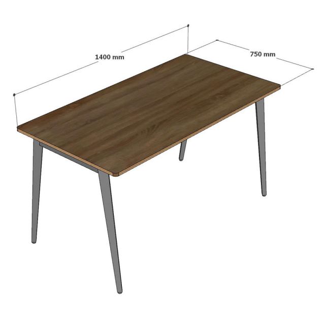 Bàn ăn chữ nhật 140x75cm gỗ plywood chân sắt hệ Tứ Giác Côn BA68232