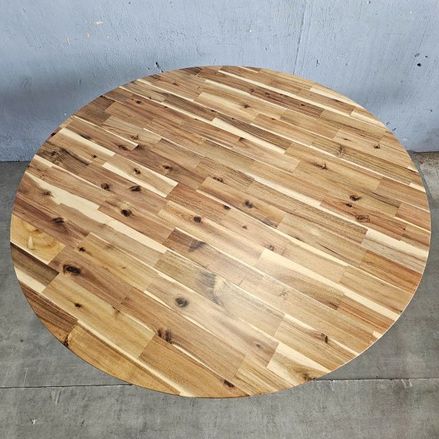 Bàn ăn tròn 120x120cm gỗ tràm chân sắt BA68227