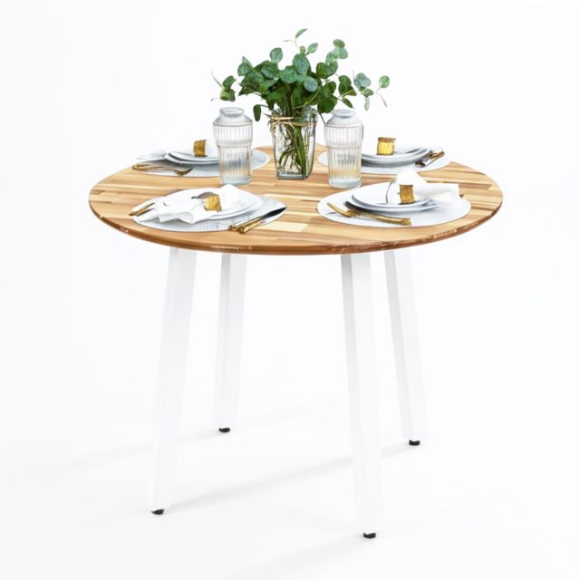 Bàn ăn tròn Gerda 1m gỗ tràm BA68238 Bàn ăn tròn Gerda 1m gỗ tràm BA68238