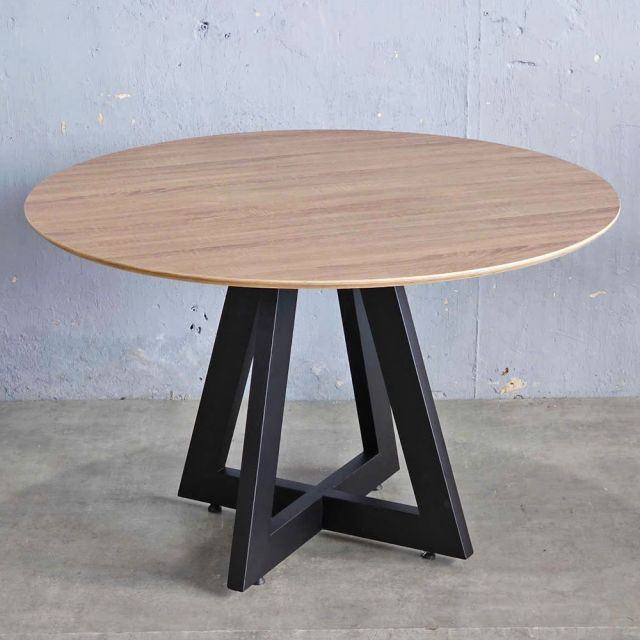 Bàn ăn tròn 120x120cm gỗ plywood chân sắt BA68231
