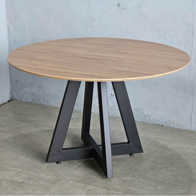Bàn ăn tròn 120x120cm gỗ plywood chân sắt BA68231
