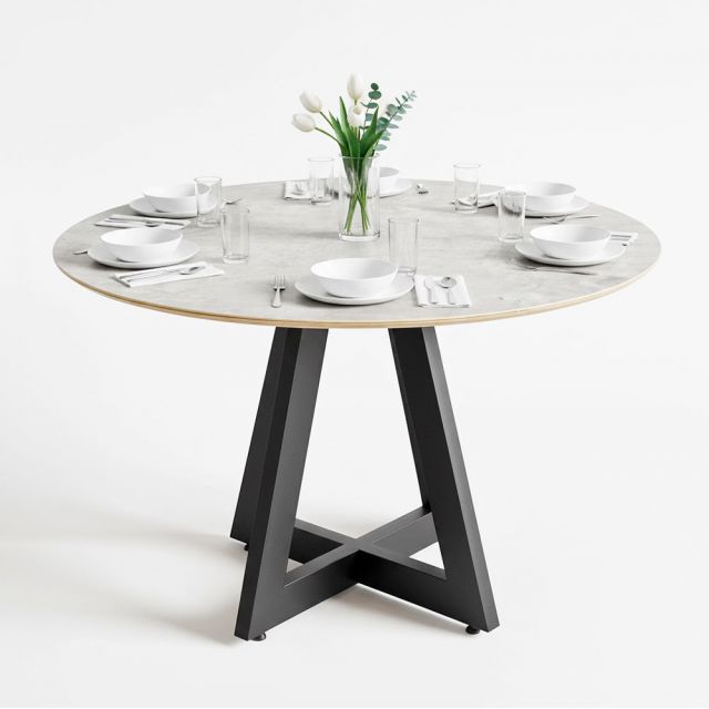 Bàn ăn tròn 120x120cm gỗ plywood chân sắt BA68231 Bàn ăn tròn 120x120cm gỗ plywood chân sắt BA68231