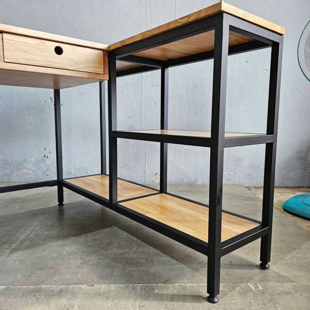 Bàn chữ L RIGEL 140x110cm gỗ cao su CD68039