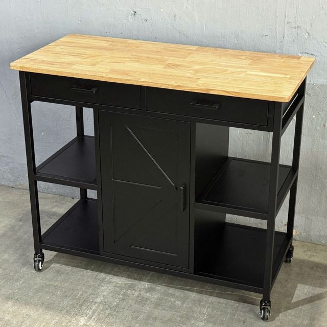 Kệ bếp di động FENIX 105x50x95cm gỗ cao su KB68067
