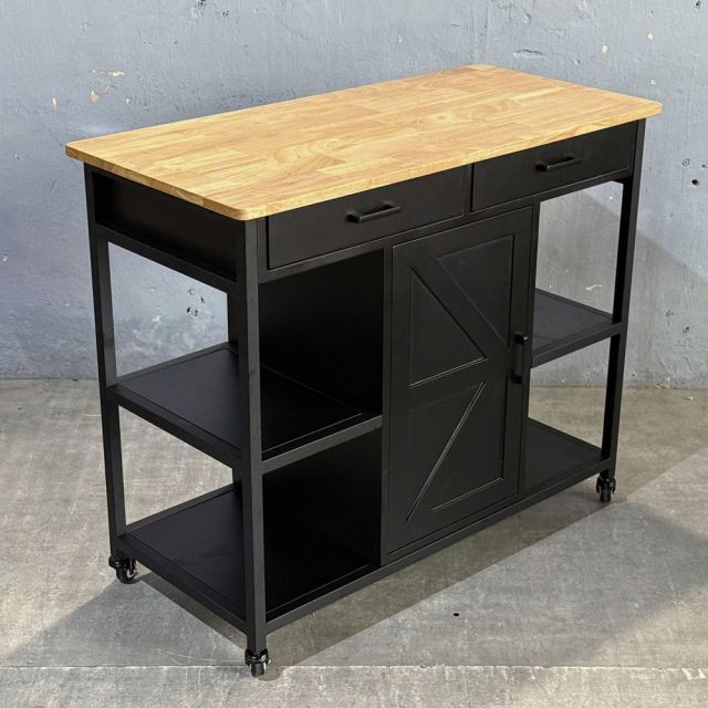 Kệ bếp di động FENIX 105x50x95cm gỗ cao su KB68067