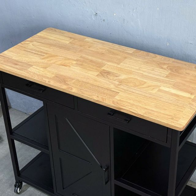 Kệ bếp di động FENIX 105x50x95cm gỗ cao su KB68067