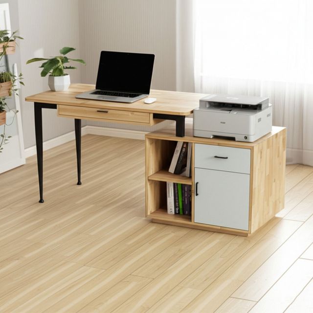 Bàn làm việc ZETA 160x60cm gỗ cao su chân CONE BD68152