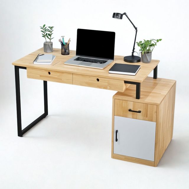 Bàn làm việc PODI 140x60cm gỗ cao su BD68149