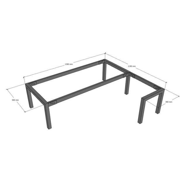 Bàn ngồi bệt góc L KADEN 140x120cm gỗ plywood lắp ráp IDE002