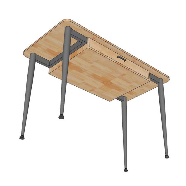 Bàn làm việc RONA 120x60cm gỗ cao su chân sắt CONE II BD68151