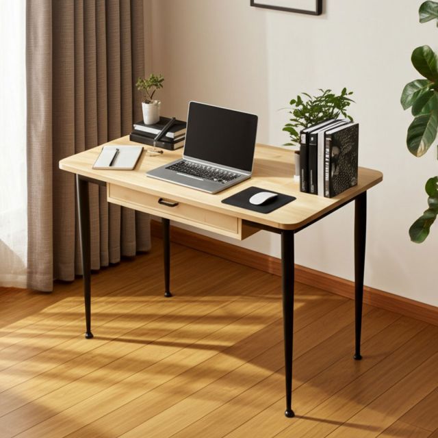 Bàn làm việc RONA 120x60cm gỗ cao su chân sắt CONE II BD68151