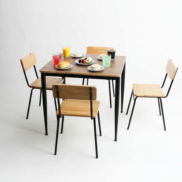 Combo bàn ăn vuông 80x80cm và 4 ghế ăn BBA182