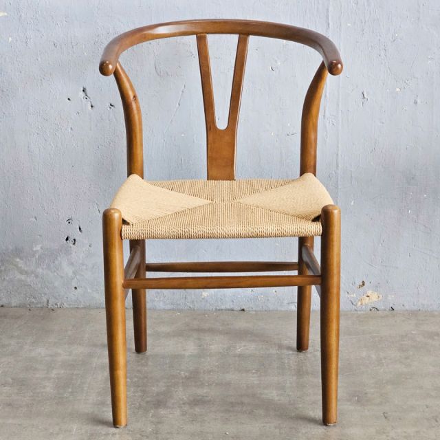Ghế Wishbon đan dây gỗ cao su GCF171