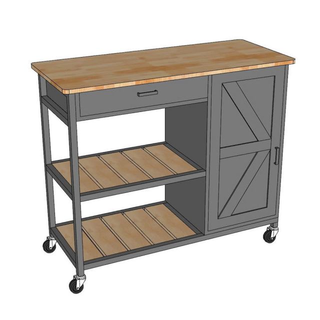 Kệ bếp di động REXO 105x45x95cm gỗ cao su KB68068