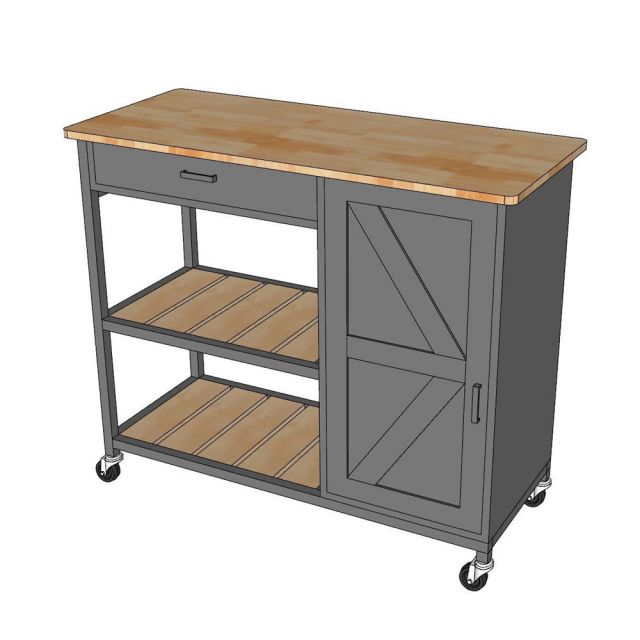 Kệ bếp di động REXO 105x45x95cm gỗ cao su KB68068