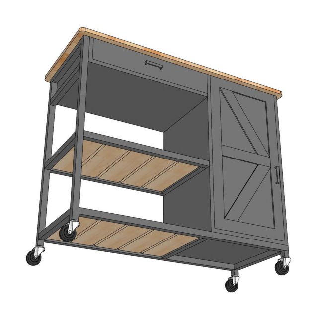 Kệ bếp di động REXO 105x45x95cm gỗ cao su KB68068