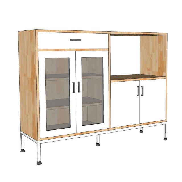 Kệ tủ bếp đa năng KALA 120x40x95cm gỗ cao su KB68063